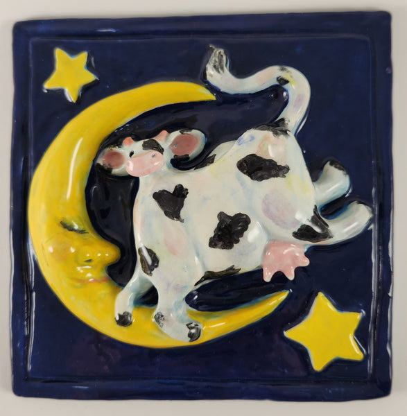 Cow Jumping Over the Moon 6x6 Ceramic Tile