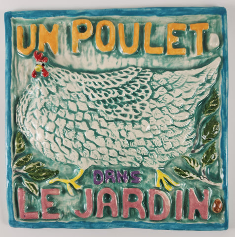 Un Poulet Dans Le Jardin 6x6 Ceramic Tile